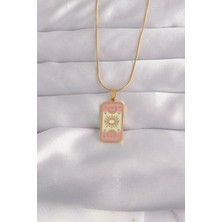 Eco Lounge 316L Çelik Gold Renk Karışık Mineli Ay Figür Tarot Kolye