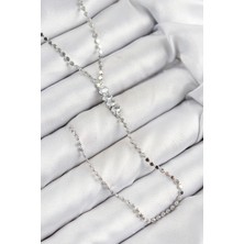 Eco Lounge Pirinç Zirkon Taşlı Ezme Zincirli Model Gümüş Renk Y Kolye