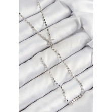 Eco Lounge Pirinç Zirkon Taşlı Ezme Zincirli Deniz Yıldızı Model Gümüş Renk Y Kolye