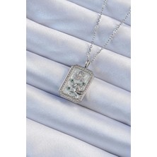 Eco Lounge 316L Çelik Zincir Gümüş Renk Zirkon Taşlı Aslan Figürlü Tarot Kolye