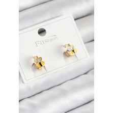 Eco Lounge Pirinç Zirkon Taşlı Arı Model Gold Renk Çocuk Küpe