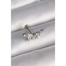 Eco Lounge 316L Çelik Gümüş Renk Zirkon Taşlı Tragus Piercing