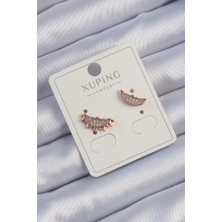 Eco Lounge Xuping Rose Renk Zirkon Taşlı Ay ve Güneş Tasarımlı Küpe