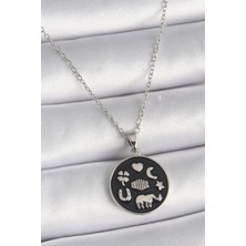 Eco Lounge 316L Çelik Gümüş Renk Siyah Renk Şans Kolyesi