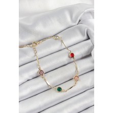 Eco Lounge Pirinç Asorti Model Gold Renk Zirkon Taşlı Kadın Bileklik