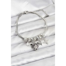 Eco Lounge Pirinç Gümüş Renk Kaplan Model Charmlı Kadın Bileklik