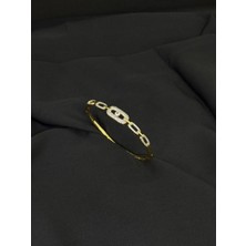 14K Gold Renk Kaplama cm Zirkon Taşlı Kelepçe Bileklik