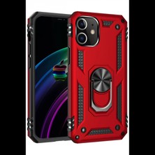 Marsilyan iPhone 12 Mini Kılıf Sofya Yüzüklü Silikon Kapak - Kırmızı