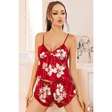 Arfi Love Çiçek Baskılı Saten Şortlu Takım