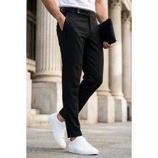 Oksit Gurkha Stil Yan Ayarlı Metal Tokalı Slim Fit Erkek Kumaş Pantolon Özel Kesim Kruvaze Bel