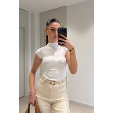 Magarde Premium Dik Yaka Bluz- Beyaz