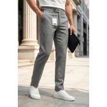 Oksit Gurkha Stil Yan Ayarlı Metal Tokalı Slim Fit Erkek Kumaş Pantolon Özel Kesim Kruvaze Bel