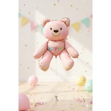 Dodomar 51X54 cm Oturan Ayı Pembe Folyo Balon - Doğum Günü Parti Dekorasyon Balonu
