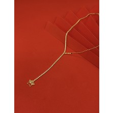 Zirkon Taşlı Gold Y Kolye