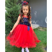 Lunas Tekstil Papatya Pullu Eteği Fırfır Elbise