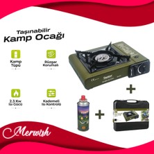 Goes Taşınabilir Kamp Ocağı Seti 2.3 Kw Gaz Hediyeli Rüzgar Korumalı Kademe Ayarlı Taşıma Çantalı