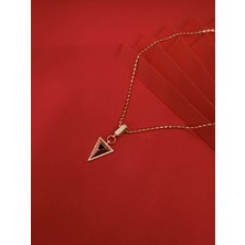 Taşlı Üçgen Gold Kolye