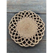 Home İnn Tekstil Home İnn Hazeran Esintisi - 33 cm Lüks Jüt Halat Supla - Bohem Örgü Amerikan Servis