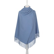 Bursa İpek Indigo Düz Renk Taşlı Kışlık Şal