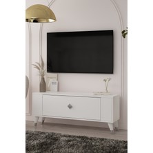 Cantek Dizayn TV1377CT Retro-1 Tv Sehpası Beyaz-Gümüş