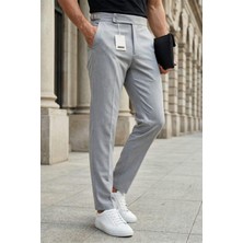 Oksit Gurkha Stil Yan Ayarlı Metal Tokalı Slim Fit Erkek Kumaş Pantolon Özel Kesim Kruvaze Bel