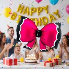 Dodomar 92X58 cm Fuşya Bowtie Fiyonk Folyo Balon - Doğum Günü Parti Dekorasyon Balonu