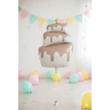 Dodomar 51X54,5 cm Retro Krem Pasta Şekilli Folyo Balon - Doğum Günü Parti Dekorasyon Balonu