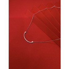 Taşlı Smile Gümüş Kolye