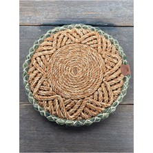 Home İnn Tekstil Home İnn Jüt Halat Supla 33 cm El Örmesi Hasır Amerikan Servis Boho Tasarım