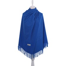 Bursa İpek Saks Düz Renk Taşlı Kışlık Şal