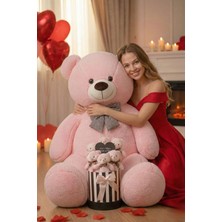 Sole Sevgililer Günü’ne Özel: 90 cm Peluş Ayı & Aynalı Mesajlı Pembe Silindir Ayıcık Buketi | Romantik Sevgiliye Hediye Buket