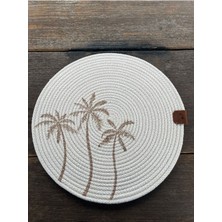 Home İnn Rustik Boho Yuvarlak Supla 33 cm – Palmiye Desenli – Tekli Beyaz Renk