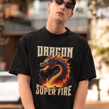 Tişört Kodu Dragon Super Fire Erkek Tişört – Alevli Ejderha Baskılı Premium Streetwear