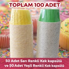 İTHAL Sarı Renkli Muffin Kek Kapsülü 50 Adet + Yeşil Renkli Muffin Kek Kapsülü 50 Adet Toplam 100 Adet