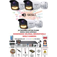 3 Lü Sesli Güvenlik Kamerası 5 Mp Gece Renkli Yüz ve Araç Tanımalı Full Hd Kamera Sistemi