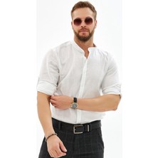 COLVİ'S MAN Erkek Siyah Klasik Regular Fit Likralı Baskılı Uzun Kol  Gömlek Hediye Kutulu