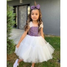 Lunas Tekstil Çizgili Pullu Eteği Fırfır Elbise - Mezuniyet-Dogum Günü ve Kutlama Elbise