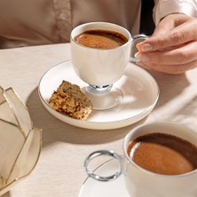 Nehir Karmen 6 Kişilik 12 Parça Platin Porselen Kahve Fincan Takımı