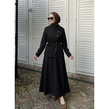 Foremia Çapraz Düğmeli Etekli Takım-Siyah