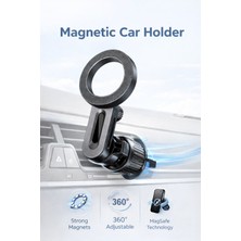 Montbell 360° Dönebilen Manyetik Magsafe Araç Içi Telefon Tutucu – Ayarlanabilir Başlık, Izgara Klipsli