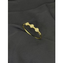 14K Gold Renk Kaplama cm Zirkon Halka Kelepçe Bileklik