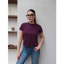 Esra Helvacı Bisiklet Yaka Düz Tshirt