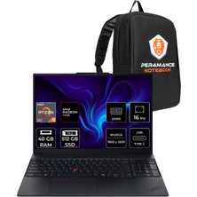 Lenovo Thinkpad E16 Amd Ryzen 5 220 40GB 512GB SSD 16" Fhd+ Fdos Taşınabilir Bilgisayar & Per4 Çanta 21ST0058TXP322