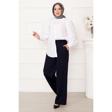 MDS Önü Çimalı Cep Detaylı Pantolon Lacivert