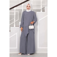 Md Asimetrik Kesim Aerobin Tesettür Ikili Takım Gri