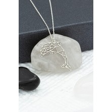 Kadın 925 Ayar Gümüş Origami Yunus Kolye