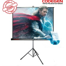 SHC4200 Codegen Tx-20 Tripod Projeksi̇yon Perdesi̇ 200X200 (Arkası Siyah Fonlu - Taşınabilir Ayaklı Model)(19