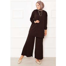 Ozk Kraş Desen Sandy İkili Takım Kahve