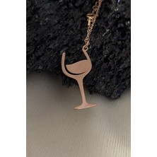 925 Ayar Gümüş Rose Kaplama Şarap Kadehi Kolye