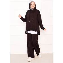 Kapüşonlu Önü Lastik Detaylı Oyşo Takım Kahve